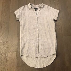 Linen blue and white striped dress